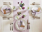 Solino Home Linen Lilac Table Runner 90 Inches Long - 100% Pure Linen Hemstitch 14 x 90 Inch Table Runner for Dining, Christmas, New Year - Classic Hemstitch