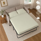 Sleeper Sofa 4 Piece Bed Sheet Set Premium Quality 100% Cotton 500 Thread Count, Smooth & Super Soft Sateen Weave, Extra Soft Bed Sheets, Wrinkle Free, 6 Inch Deep Pocket (Twin, Ivory)