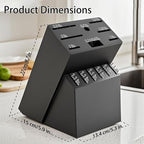 Teak Wood Knife Block Organizer, 14-Slot Kitchen Counter Storage Holder, Universal Design