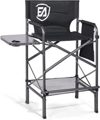 EVER ADVANCED 30.7" Seat Height Directors Chair for Makeup Artist with Side Table Easy Get in Out for Elderly Tall Camping Chair Supports 350lbs Black
