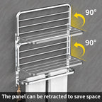 CAXIMSY 22.8Inch Towel Rack for Bathroom and Lavatory Towel Hanger with Wall Mount Towel Bars 304 Stainless Steel No Drill (Collapsible Towel Rack)