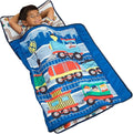 EVERYDAY KIDS Toddler Nap Mat with Removable Pillow -Choo Choo Train- Carry Handle with Fastening Straps Closure, Rollup Design, Soft Microfiber for Preschool, Daycare, Sleeping Bag - Ages 2-6 Years