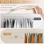 LemonRoad 50 Pack Short Neck Hangers, Upgraded Non-Slip Plastic Hangers Lifts Clothes 3" Higher, Space Saving 360 Swivel Hook for Closet Organizer, Shirts Jackets Dresses, Smooth (Warm Beige)
