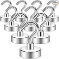 Neosmuk Magnetic Hooks, Heavy Duty 40lb+ Strong Magnet Hook for Cruise Cabins, Cruise Essentials 2026 for Hanging, Metal Wall Refrigerator Hangers (Silver, 10 Pack)
