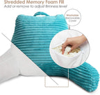 Hearth & Harbor Reading Pillow for Bed Adult – Back Pillow for Sitting in Bed, Standard Bed Pillows for Sitting Up in Bed, Foam Bed Chair Pillow, Teal Bed Rest Pillow
