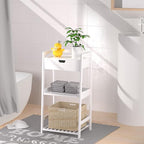 POXAKA 3 Tier Bamboo Bathroom Shelves with Drawer, Ladder Shelf for Bathroom Storage, Space-Saving Design, Stylish Display Nightstand, Stylish Storage Solution for Home, Living Room, Kitchen, Office