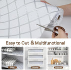Shelf and Drawer Liner for Kitchen Cabinets Non-Adhesive, Strong Grip Non-Slip Thickened Cabinet Liners for Shelves, Waterproof Mats for Dresser Cupboard, Silver Stripe, 17 in x 10 Feet