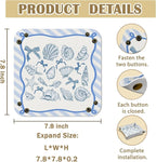 Coastal Beach Coastal Seashell Jewelry Valet Tray for Women, Beach Lovers Gifts PU Leather Catchall Beside Caddy Nightstand Organizer Tray for Jewelry Rings Watches and Accessories,7.87x7.87in
