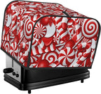 Red And White Christmas Candy Canes 4 Slice Toaster Cover, Waterproof Toaster Dust Cover Bread Maker Protective Cover For Small Kitchen Appliance Dining Room Table Home Decor Gifts