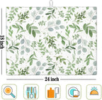 Sage Green Dish Drying Mat for Kitchen Counter Microfiber Absorbent, Spring Dish Draining Mat Aesthetics Kitchen Decor Extra Large 18"x24" (Green, 18x24in)