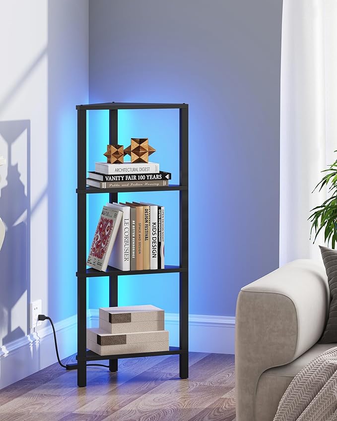 TUTOTAK Corner Shelf, 4-Tier Corner Bookshelf
