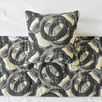 The HomeCentric King/Queen/Twin Black Decorative Twin 53"x18" Bed Runner with 2 Pillow Cover, Circle, Rings, Quilted Bed Scarf on Jacquard Fabric - Circlewise