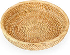 Hipiwe Small Round Keys Basket Bowl for Entryway 8.6" Hand-woven Wicker Storage Basket Rattan Decorative Basket Fruit Candy Cake Food Serving Baskets Tray for Keys, Wallet, Cell Phone