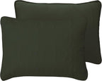 Easy-Going King Size Reversible Quilt Set with 1 Quilt and 2 Pillow Shams, Soft Bed Quilt Cover, Water Resistant Lightweight Microfiber Bedspread, Stain Resistant, Damask-Army Green/Beige