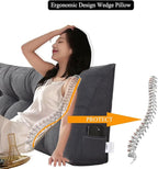 SAMTY Triangular Wedge Pillow headboard Full Size for Couch Large headboard Pillow with Removable Cover Back Rest Pillows for Sitting up in Bed