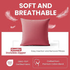 Haven & Glow Decorative Throw Pillow Cover – Square Cushion Case with Zipper | Modern Sofa, Couch & Bed Accent Pillow Covers for Living Room, Bedroom & Home Decor | 18 x 18 Inch – Pink – Pack of 2