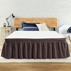 King Bed Skirt, Elastic Wrap Around Bed Skirt King Size, Bed Skirts for Adjustable Bed, Easy Fit with 18" Drop Length Tailored Drop Dust Ruffle (Brwon)