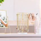 Mkono Necklace Holder Metal Jewelry Display Stand Necklace Organizer with 22 Hooks for Storage and Hanging Bracelet Keychain Home Room Decor for Women,Gold