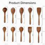 Wooden Spoons for Cooking,10 Pcs Natural Teak Wooden Kitchen Utensils Set Wooden Utensils for Cooking Wooden Cooking Utensils Wooden Spatulas for Cooking (10)