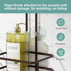 SRIWATANA Shower Caddy Organizer Hanging Over Head, Bathroom Shower Rack Hanger with Hooks for Razors - Bronze