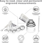 CuttleLab Measuring Cups and Measuring Spoons Set of 14 - Stainless Steel Measuring Cups and Spoons Set, Includes 1/8 Teaspoon Measuring Spoon, 1/8 Cup Measuring Cup, Leveler Dry (14, Charcoal)