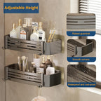 Shower Caddy, Adhesive Bathroom Shower Corner Organizer Shelves with Hooks, No Drilling Shower Shelves Organizer for Bathroom Kitchen 2 Pack