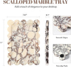 Koville Luxury Calacatta Viola Marble Tray, 11"x8" Scalloped Marble Vanity Tray for Countertop Bathroom Kitchen Dresser, Natural Stone Tray for Jewelry Perfume Home Decor, Decorative Catchall Tray