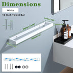 Alise 16 Inch Hand Towel Holder Towel Bar for Bathroom Wall Mounted by Adhesive or Drilling,Towel Racks for Bathroom Lavatory,SUS304 Stainless Steel Towel Hanger Towel Rail,White