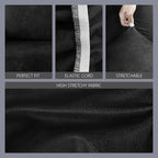 molasofa Leather Like Stretch Futon Slipcover Armless Futon Bed Sofa Cover Furniture Protector with Elastic Bottom, Soft and Washable Futon Cover for Sofa Bed Stay in Place（Medium，Black）