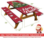Picnic Table Cover with Bench Covers Set of 3, Elastic Fitted Tablecloth for 6 Foot Tables, Washable Polyester Tablecloths for Camping, Indoor & Outdoor