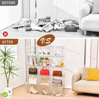 Freebat Stackable Storage Organizers Clear Acrylic Display Case, 5-Pack Acrylic Boxes with Lids, Clear Storage Containers Storage for Handbags, Collectibles & Figures