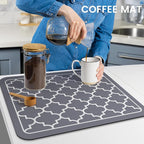 WISELIFE Dish Drying Mat Super Absorbent Drying Mat Large Dish Drying Mats for Kitchen Counter Easy Clean Dish Mat Kitchen Drying Mat15"x 18" Stylish Grey