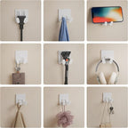 susswiff Adhesive Shower Hooks for Bathroom - Extra Sticky Stainless, Wall Hooks for Hanging Towel, Razor, Loofah, Robe, Coat, Heavy Duty Hanger for Kitchen, Bedroom, Door, Metal, Matt White, 6 Pack