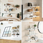 Easy Install Floating Shelves, 15.7 Inch Wall Mounted Wood Shelf, Hanging Shelf