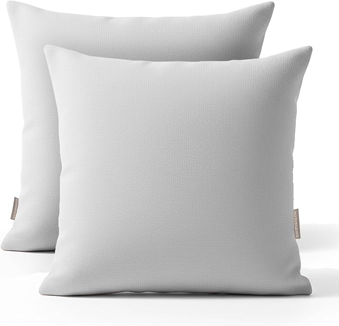 Haven & Glow Decorative Throw Pillow Cover – Square Cushion Case with Zipper | Modern Sofa, Couch & Bed Accent Pillow Covers for Living Room, Bedroom & Home Decor | 20 x 20 Inch – Grey – Pack of 2