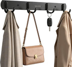 SOLVEX Coat Rack Wall Mount,2 Pack Coat Hooks Wall Mount, Hat Rack Key Holder Bag Hanger for Wall,Wall Hooks for Hanging,Purse Hanger Towel Hooks for Bathroom SP-60302-N