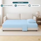 Luxury Queen Sleeper Sofa Bed Sheet Set,100% Egyptian Cotton, 338 Thread Count, Queen Size (60 x74 +6 Inch Deep Pocket) Soft and Light Weight 4pcs Sofa Set (Light Blue Solid)