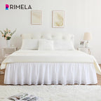 RIMELA White Bed Skirt King Size 18 Inch Drop, Elastic Bed Skirting for Bed Base and Frame, Bedding Dust Ruffle Easy to Install, Lightweight Wrap Around Adjustable Bedskirt
