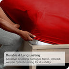 Bare Home 2-Pack Fitted Bottom Sheets Split King - Premium 1800 Ultra-Soft Microfiber - Deep Pocket - 4 Twin XL Fitted Sheets (Split King, Red)