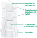 Simple Houseware Double-Sided Hanging Gift Wrap Organizer Storage Pockets, White (Set of 1)