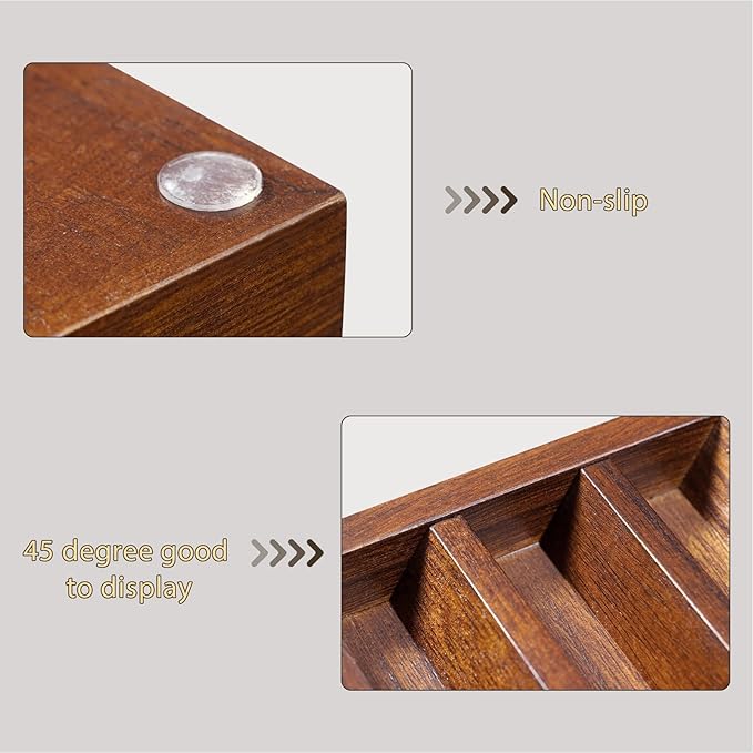 Knife Display Case Knife Holder for Pocket Knife Case Storage, Edc Tray Fits Edc Flashlight (Walnut,4 Pack)