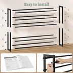 FAVOOSTY 5-Tier Expandable Shoe Rack, Adjustable Shoe Shelf Storage Organizer Space Saving Metal Free Standing Shoe Rack for Entryway Closet Doorway, Silver Grey (Black, 5 Tier)
