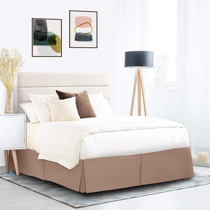 Nestl Taupe Twin XL Bed Skirt - Twin XL Size Bed Skirt 14 Inch Drop - Brushed Microfiber Bed Skirts - Hotel Quality Pleated Bed Skirt - Shrinkage & Fade Resistant