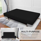 Easy-Going Stretch Futon Slipcover Armless Futon Bed Cover Furniture Protector Without Armrests with Elastic Bottom for Kids, Soft Jacquard Fabric Small Checks (Medium, Black)