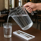 DecorRack 24 Pack - 75 oz Polycarbonate Plastic Pitcher Beverage Dispenser with Pour Spout Shatterproof Catering and Restaurant Serveware for Cold Drinks, Water, Lemonade, Beer, and Sangria (24 Pack)