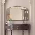 Besdomus Vintage Arched Gold Mirror: 48"x33" French Oversize Gold Antique Vanity Decorative Mirror - Baroque Traditional Ornate for Entryway/Fireplace/Bathroom - Home Decor for Fashion-Conscious