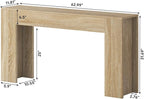 knoworld 63-Inch Long Console Table with LED Light, Farmhouse Sofa Table Behind Couch, Wooden Console Table for Entryway Hallway Entrance Living Room, Nature