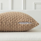 Kevin Textile 12x24 Inch Pillow Cover 1 Pack Boho Decorative Soft Striped Corduroy Lumbar Farmhouse Solid Color Accent Rectangle Cushion Case for Living Room Couch Sofa Bed, Tan