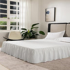 TSUTOMI Bed Skirt Queen Size Ruffled Bed Skirt with Split Corners, Queen Bed Skirt 12 Inch Drop, Queen Size Bed Skirt Ivory for Ruffled Bed Skirt with Split Corners, Bed Skirt Queen Size