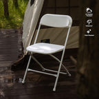 Allpop 4 Pack Plastic Folding Chair, 300lb Capacity, Portable Commercial Chair Seat with Steel Frame for Office Wedding Party Indoor Outdoor Events, Stackable, White